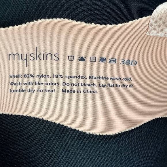 MySkins Nude Lingerie NWT Plunge Bra Back Closure Scalloped 06 Caramel 38D NEW - Picture 6 of 6